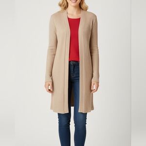 🍓NWT absolutely beautiful Tahari beige, tan knit cardigan, duster, jacket cover